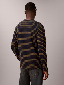 Cotton Crepe Stripe Tee, Dark Sapphire, hi-res