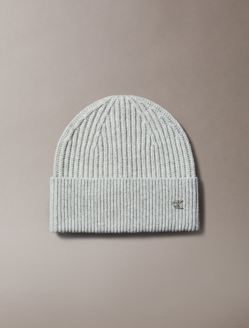Wool Blend Signature Logo Beanie, Light Grey Heather, hi-res