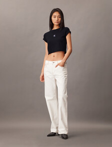 CK Logo Rib Knit Baby Tee, Black, hi-res