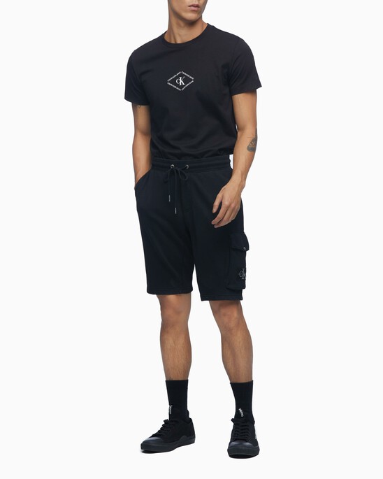 ORGANIC COTTON MONOGRAM BADGE SWEAT SHORTS
