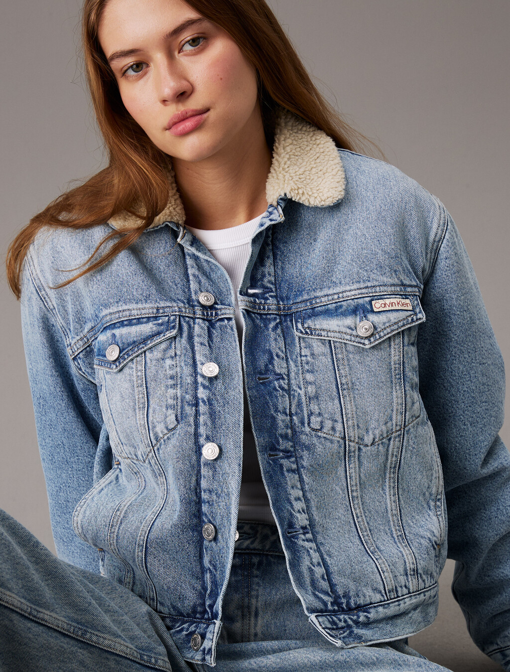 Sherpa Denim Jacket, Denim Medium, hi-res