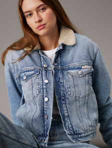 Sherpa Denim Jacket, Denim Medium, hi-res