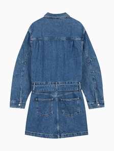 Belted Denim Shirt Dress, Denim Medium, hi-res