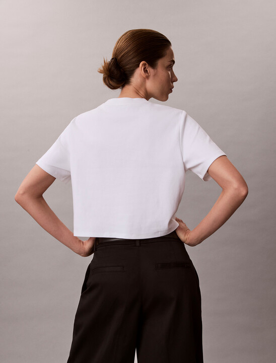 Monogram Cropped Double Knit Tee