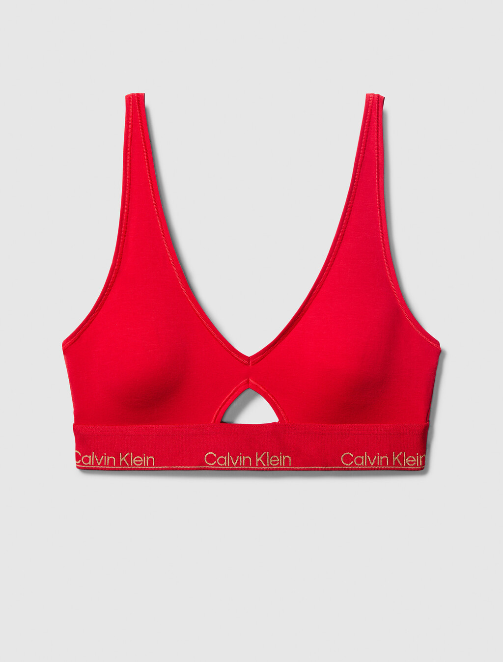 Icon Cotton Lightly Lined Triangle Bralette, Chinese Red, hi-res