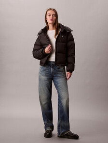 Short Down Puffer Jacket, Black, hi-res