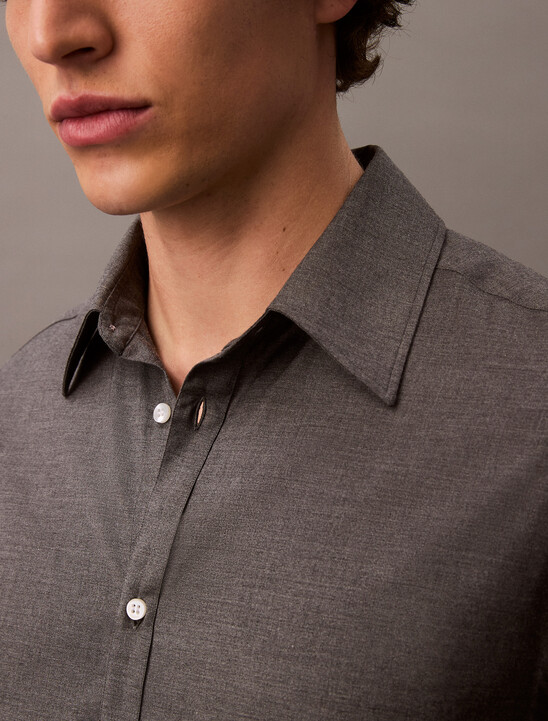 Relaxed Wool Blend Button-Down Shirt
