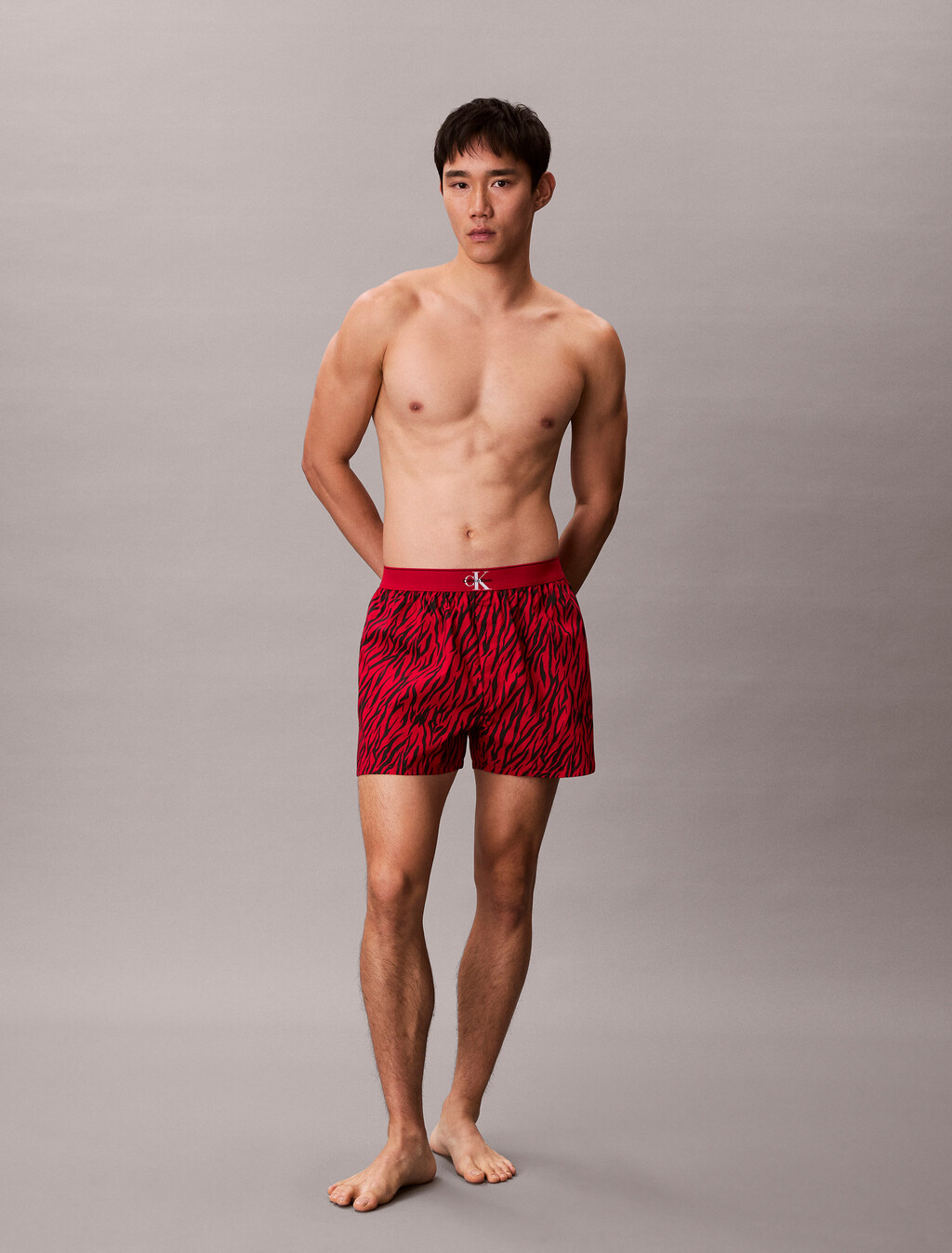 CK X Cotton Monogram Slim Boxer, PAINTED TIGER RED GALA, hi-res
