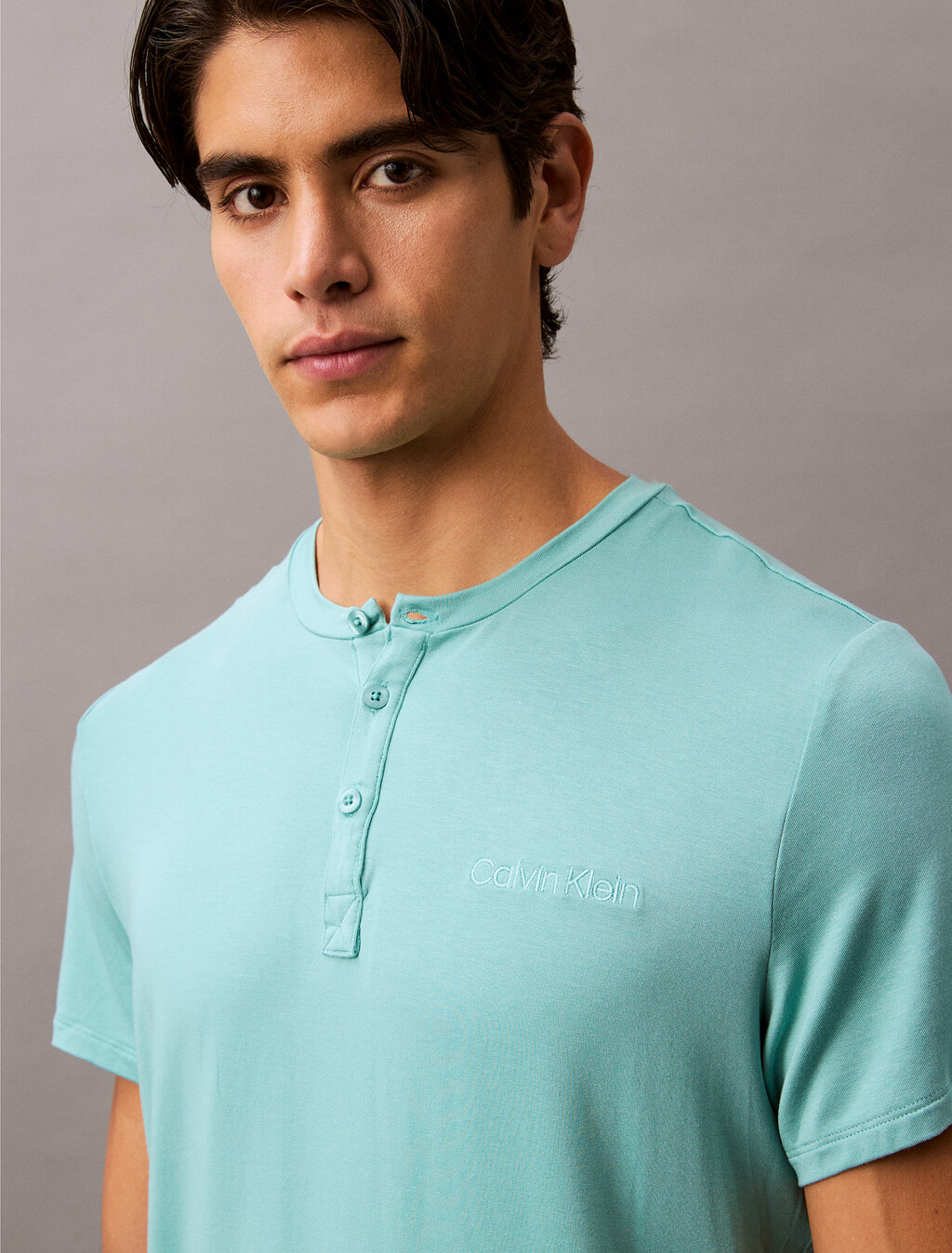 Ultra Soft Modal Henley Sleep T-Shirt, Saltwater Aqua, hi-res