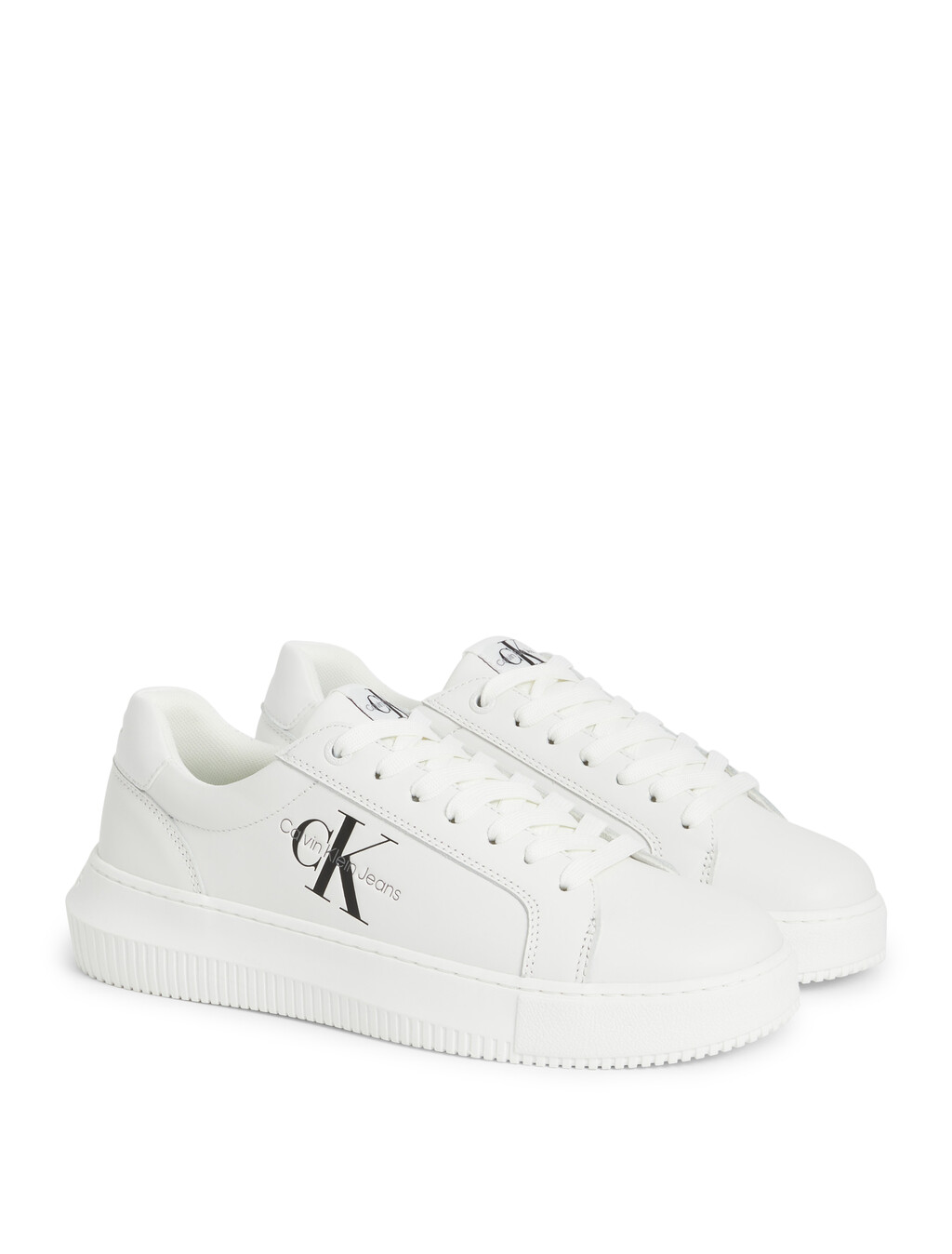 Leather Trainers, White, hi-res
