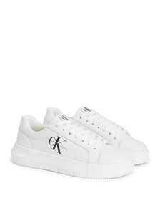 Leather Trainers, White, hi-res