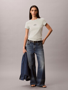 Slim Ribbed Cotton Logo T-shirt, Pale Meadow, hi-res