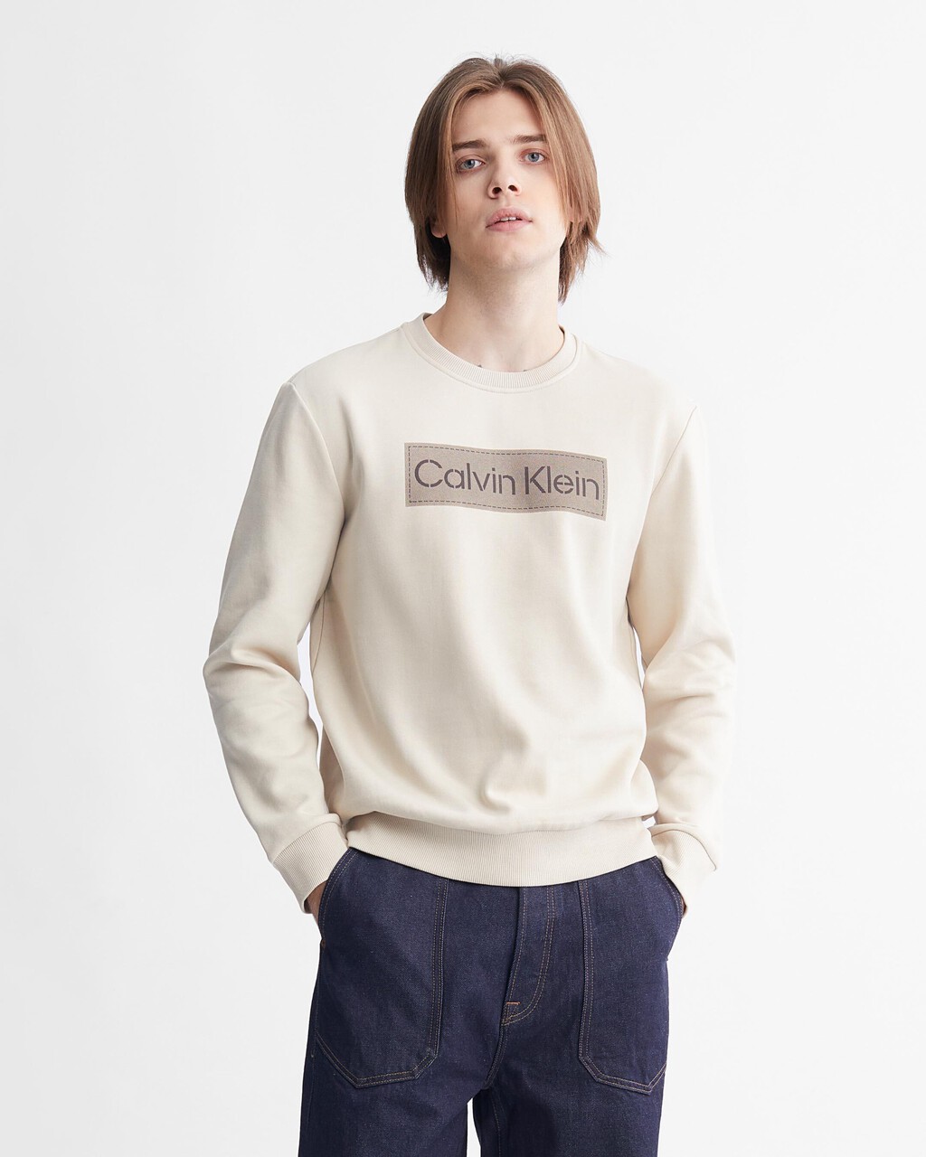 Stencil Logo Patch Terry Sweatshirt, Pelican, hi-res