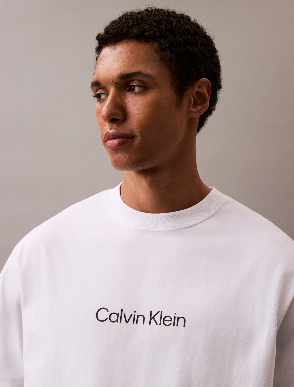 Calvin Logo Crew Neck Tee, Black, hi-res