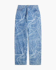 CK ONE GENDERLESS DISRUPTED LOGO WIDE JEANS, Denim Light, hi-res