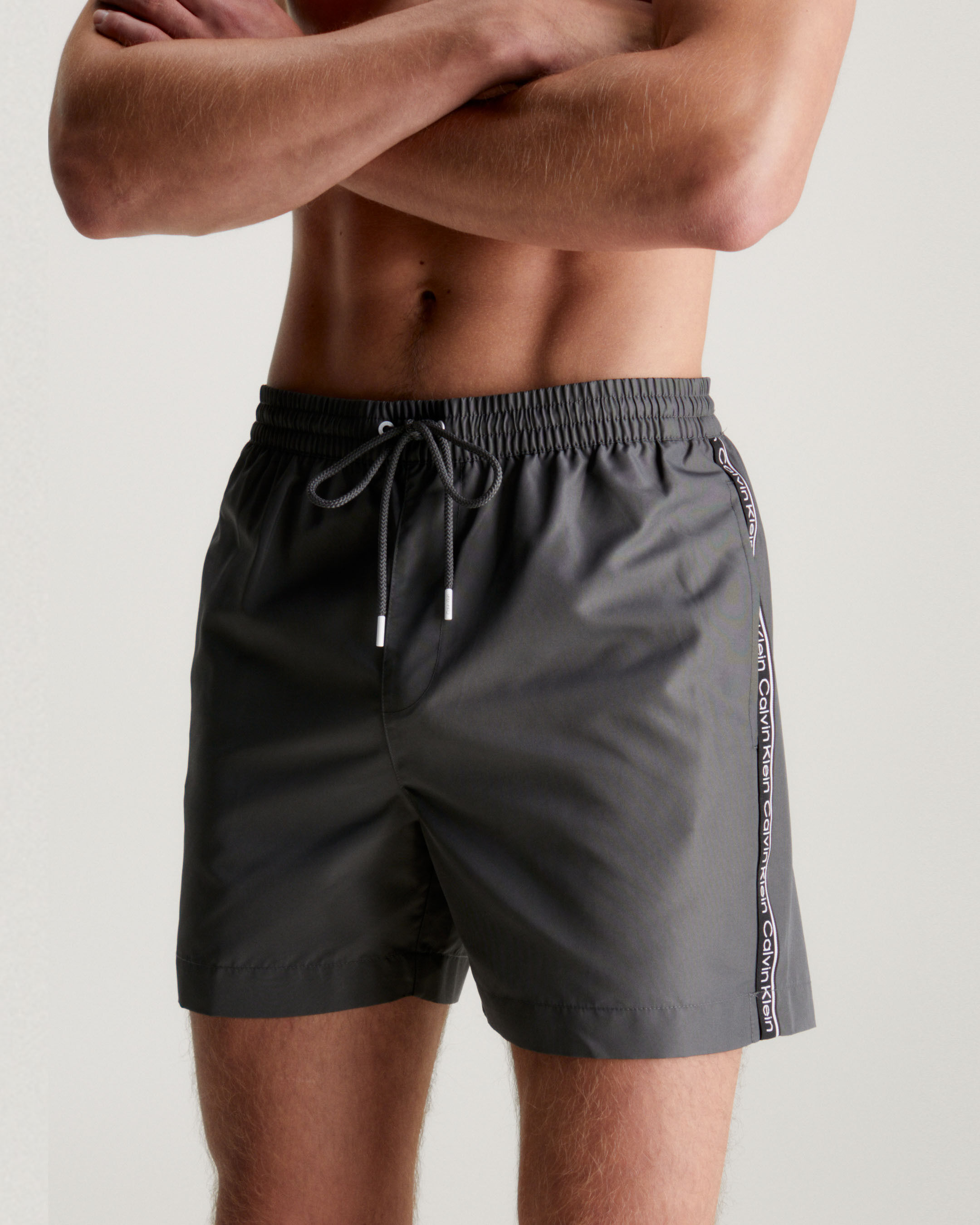 Logo Tape Medium Drawstring Swim Shorts grey Calvin Klein