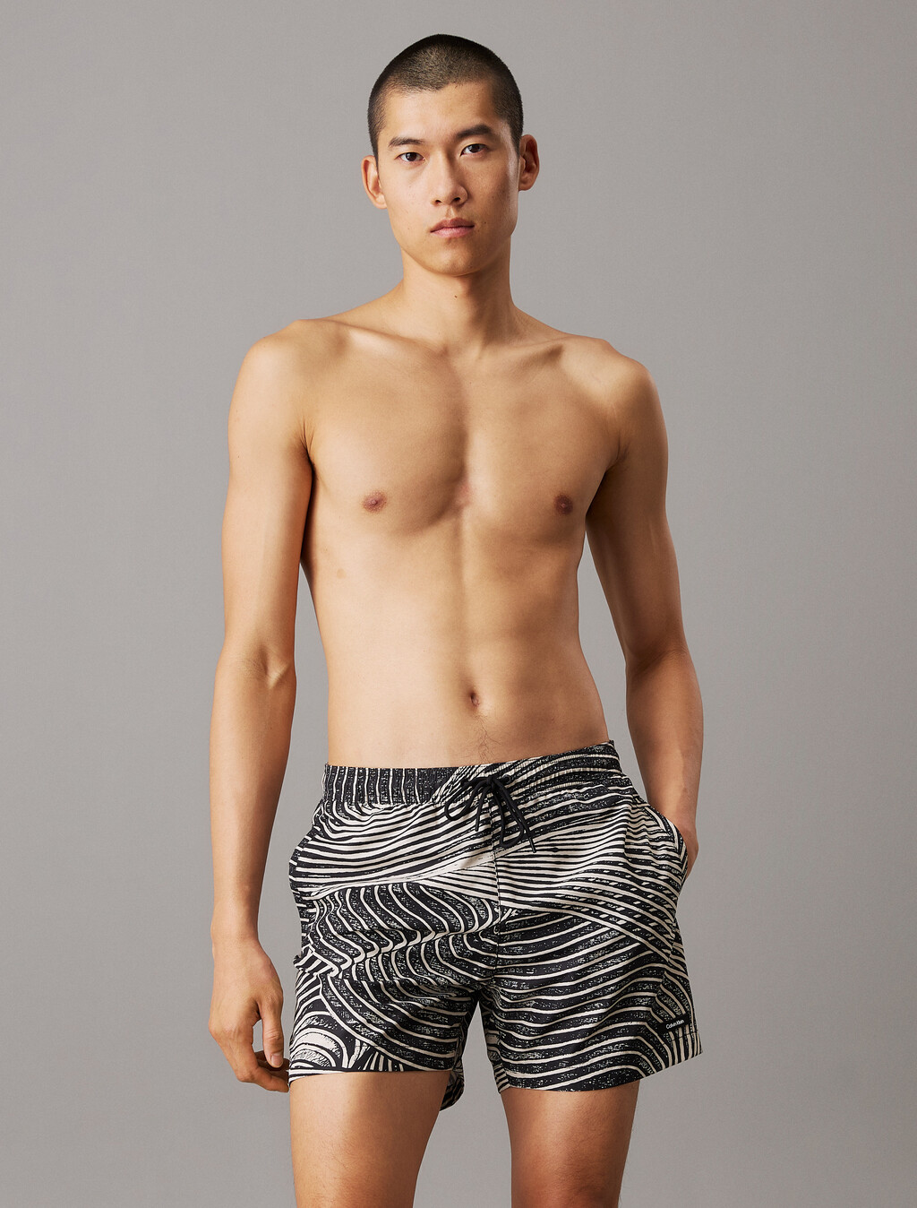 Medium Drawstring Swim Shorts - CK Essentials, Ck Palm Leaves, hi-res