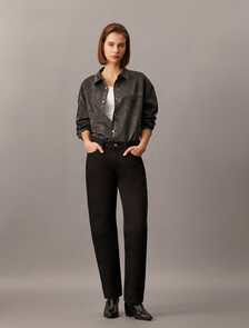 Trompe L'oeil Denim Shirt, Black Denim Print, hi-res