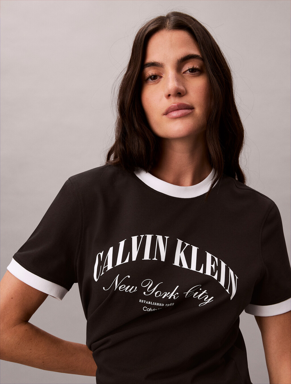 Heritage Logo Relaxed Ringer Tee, Black, hi-res