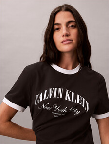 Heritage Logo Relaxed Ringer Tee, Black, hi-res