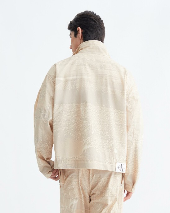 CROPPED COTTON TWILL ZIP UP JACKET