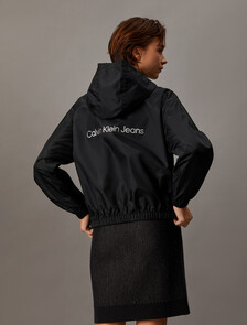 CK Logo Hooded Relaxed Windbreaker, Ck Black, hi-res