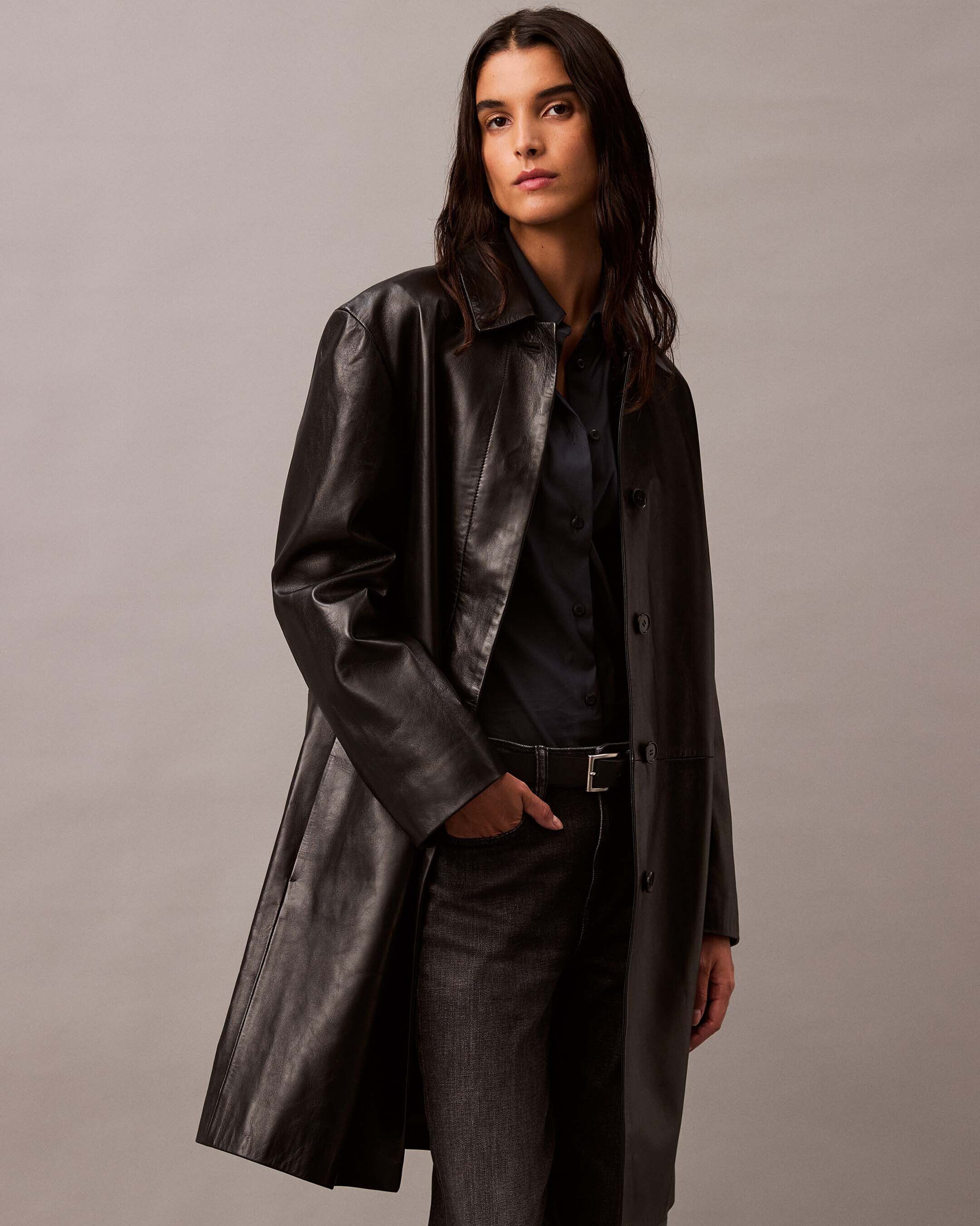 Lamb Suede Car Coat black Calvin Klein Singapore