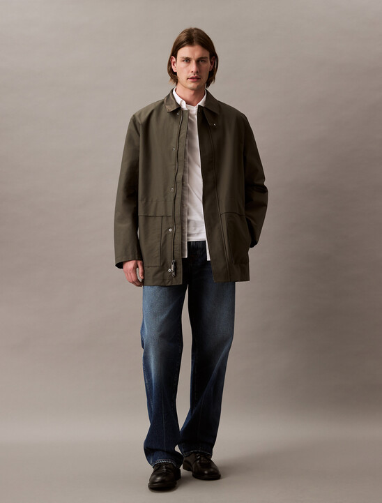 Contrast Collar Car Coat