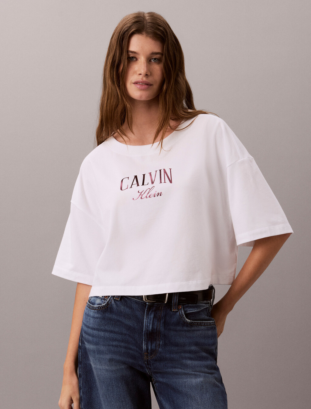 Logo Cropped T-Shirt, Bright White, hi-res