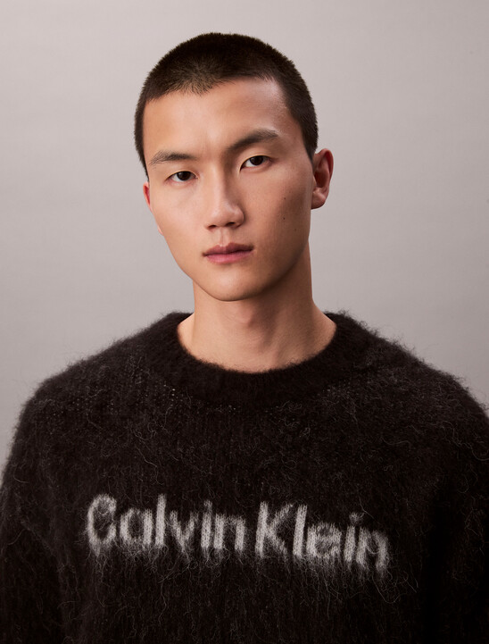 Brushed Alpaca Wool Blend Monogram Logo Sweater