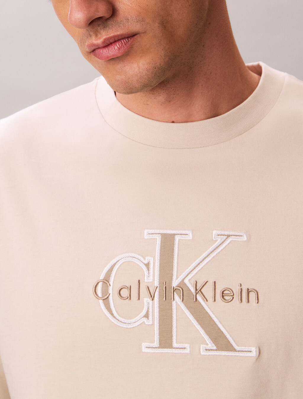 Relaxed Logo Appliqu&eacute; T-shirt, Oatmeal, hi-res