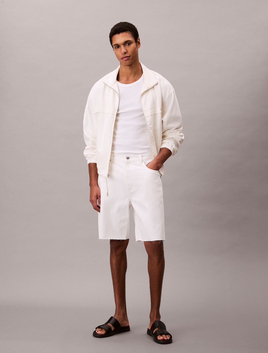 90's Loose Denim Shorts, CHALK WHITE, hi-res