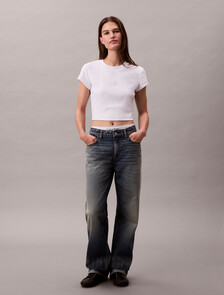 Slim Cropped Monogram T-shirt, Brilliant White, hi-res
