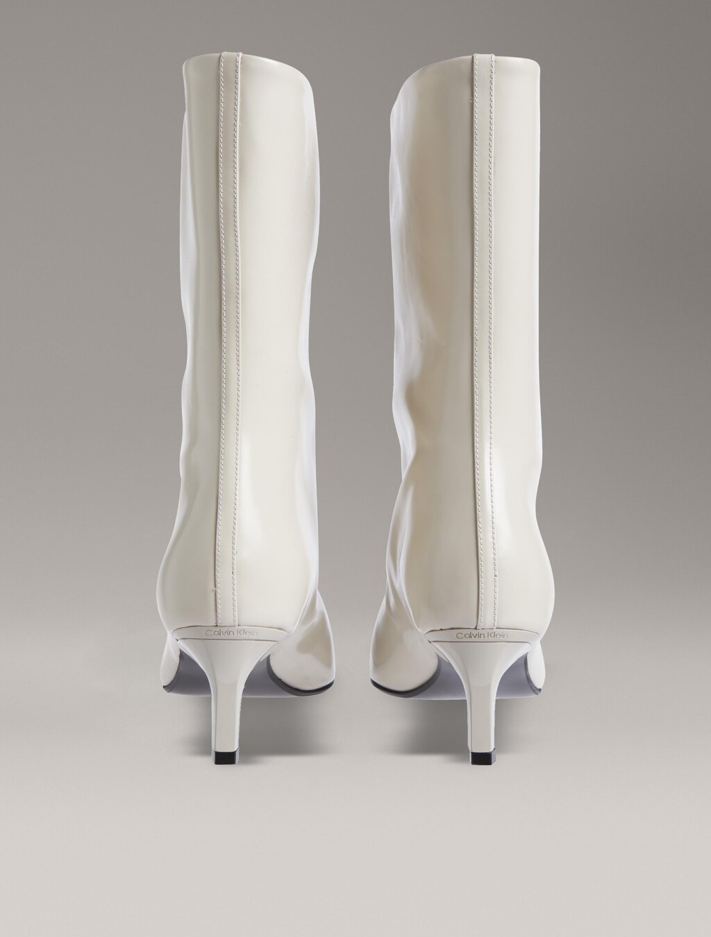 Leather Square Toe Heeled Boots, Gray Morn, hi-res
