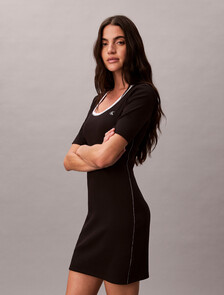 Rib Knit Baby Fit Mini Dress, Black, hi-res