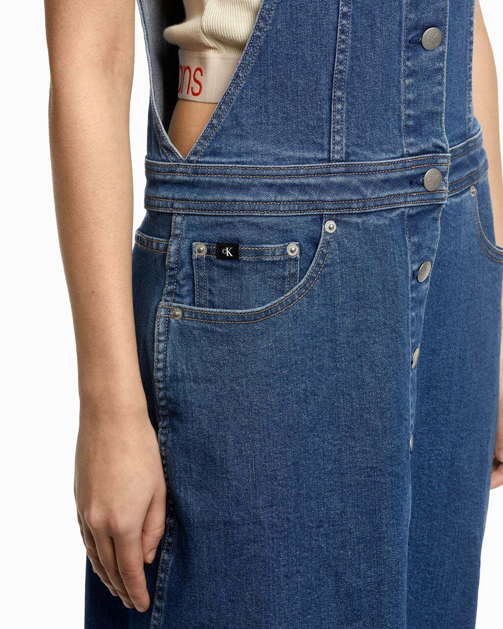 MIDI DUNGAREE DRESS, Dark Blue, hi-res