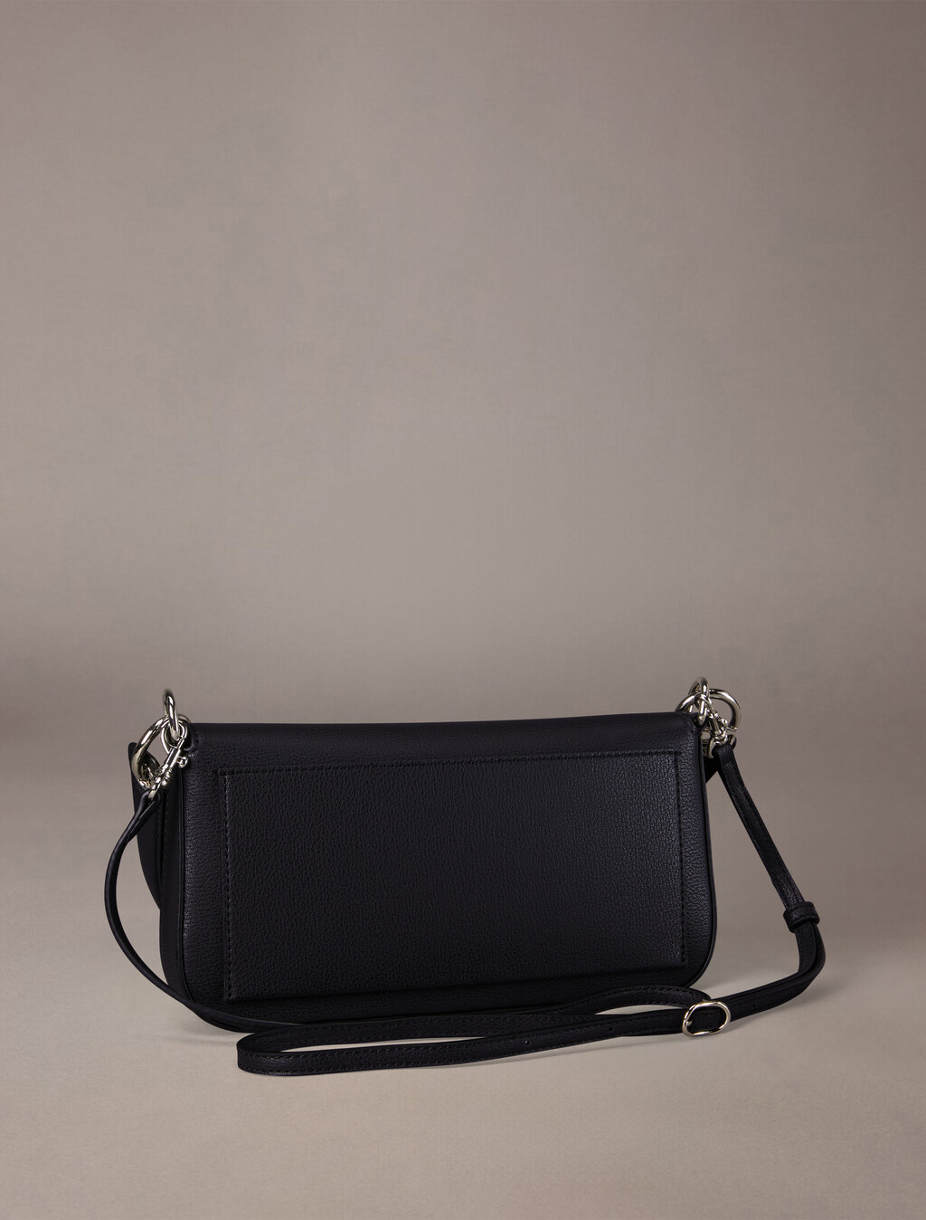 Minimal Monogram Flap Shoulder Bag, Black, hi-res