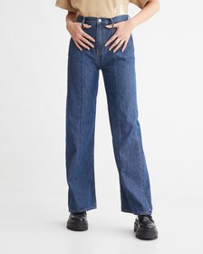 SUMMER TENCEL HIGH RISE WIDE LEG JEANS, Med Front Seam, hi-res