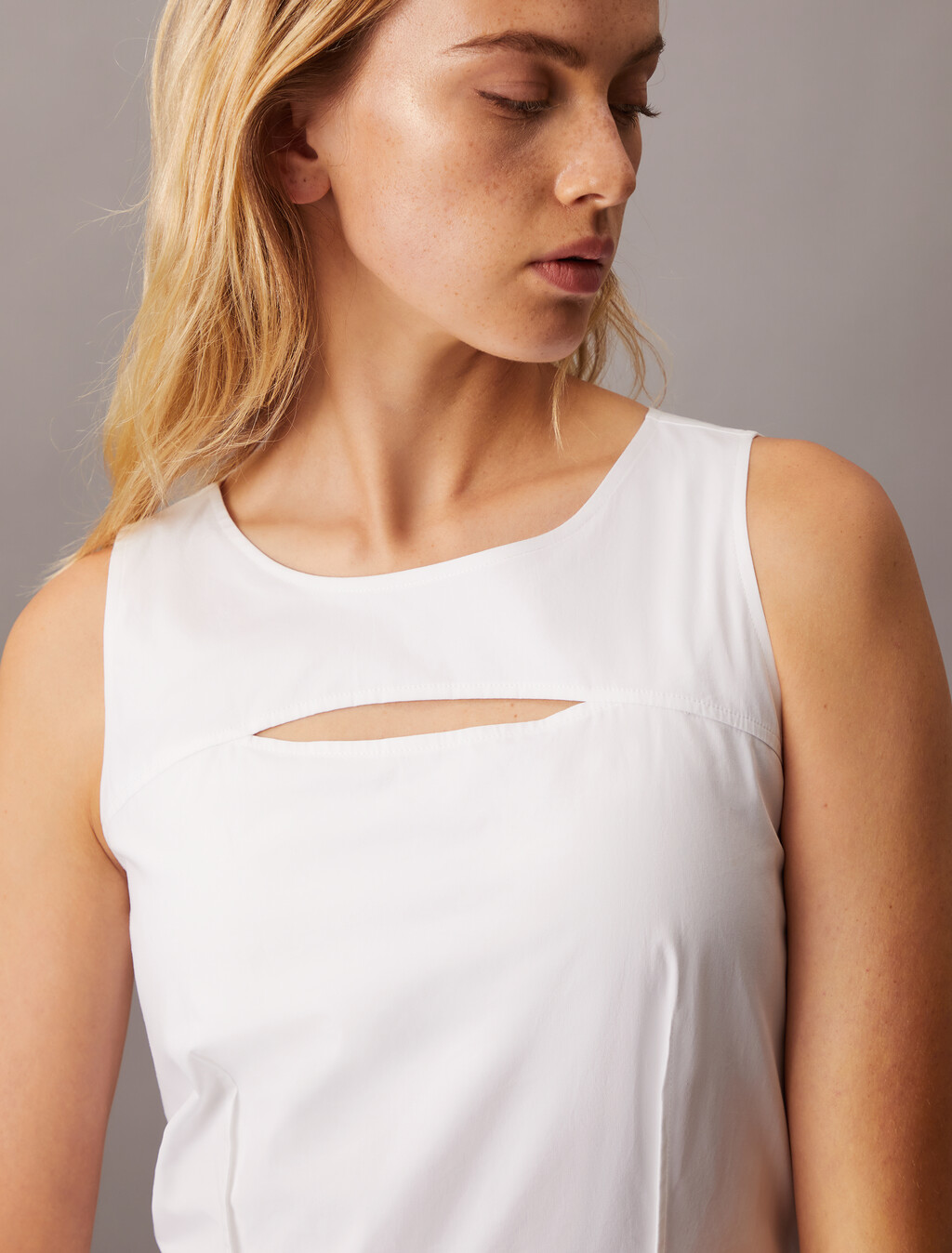 Feminine Woven Dress, Bright White, hi-res