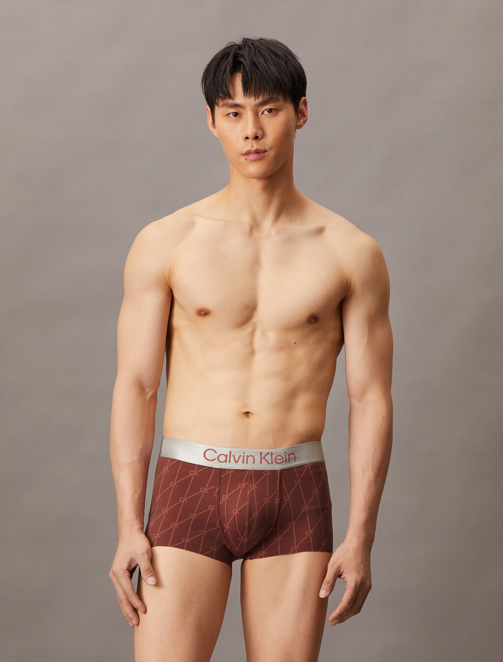 Brushed Microfiber Stretch Low Rise Trunk, 18842 NETTED LOGO+DEEP MINERAL RED, hi-res