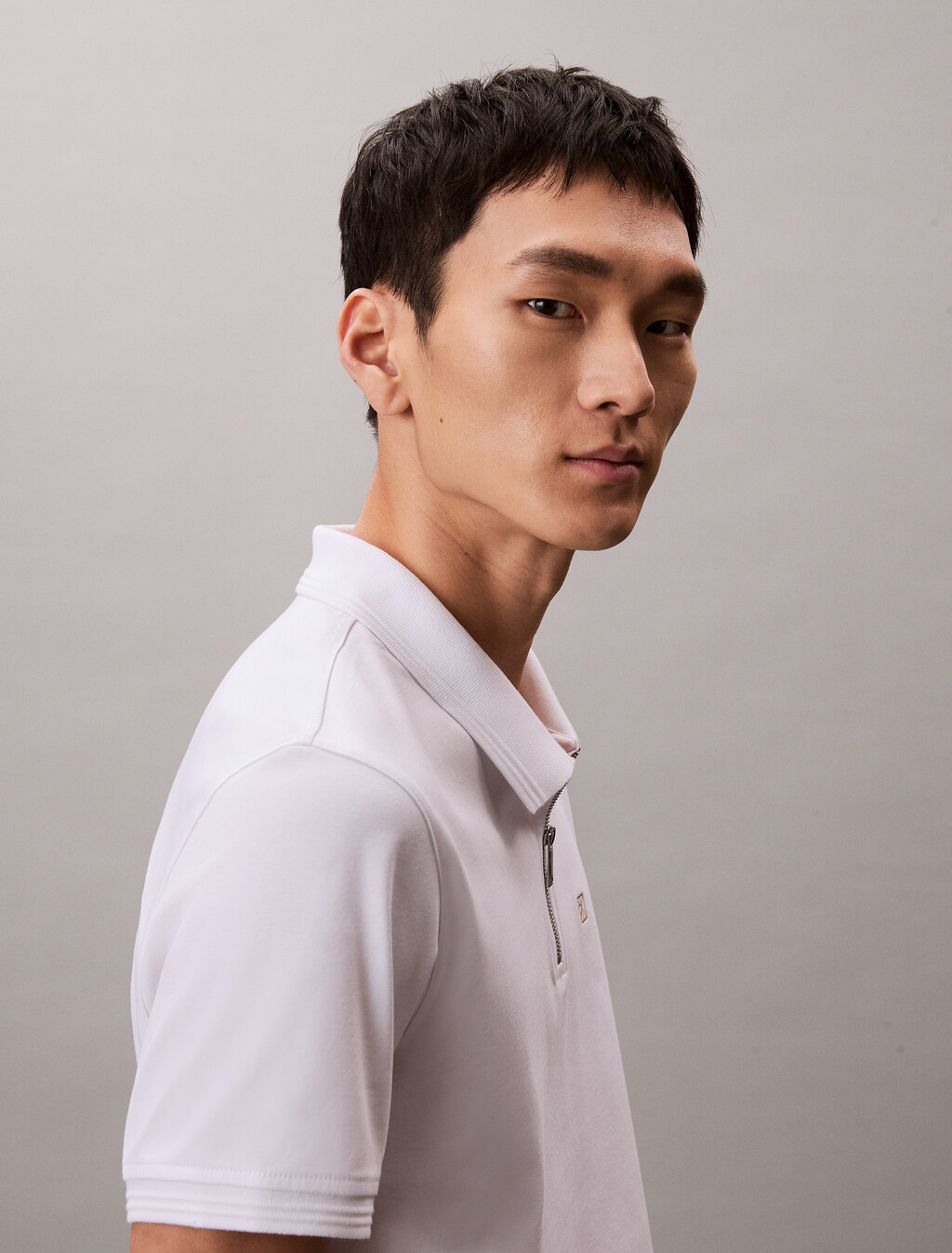 Lunar New Year CK Emblem Slim Polo, Brilliant White, hi-res