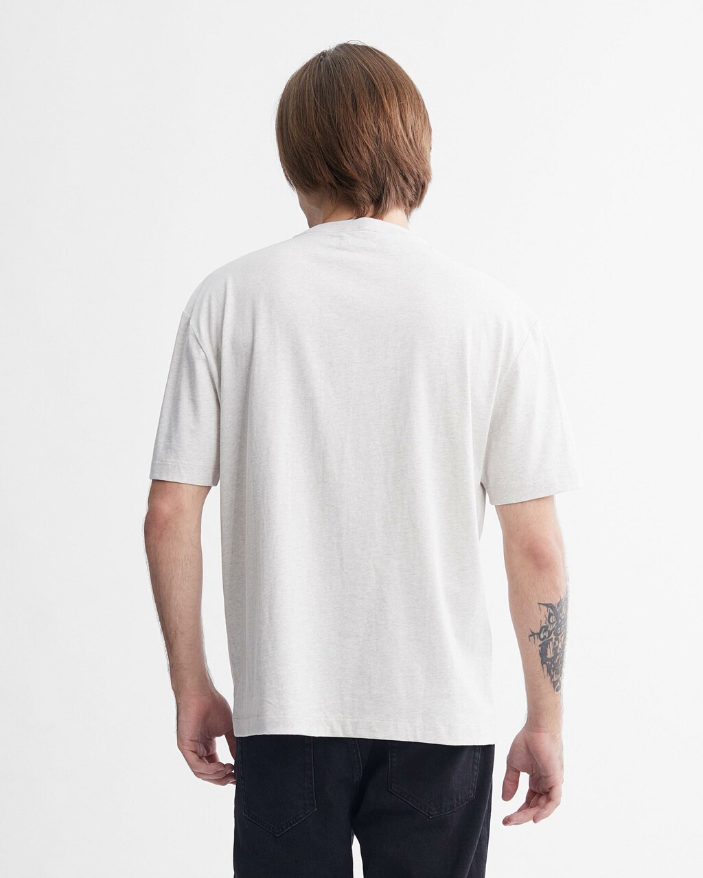 Calvin Logo Crew Neck Tee, Chalk Heather, hi-res