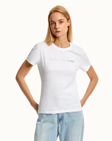 Shrunken Institutional Logo Tee, Bright White, hi-res