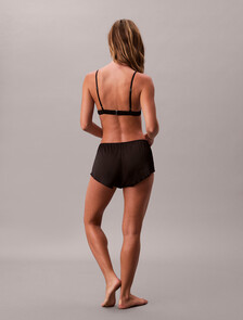 Satin Boy Shorts, Black, hi-res