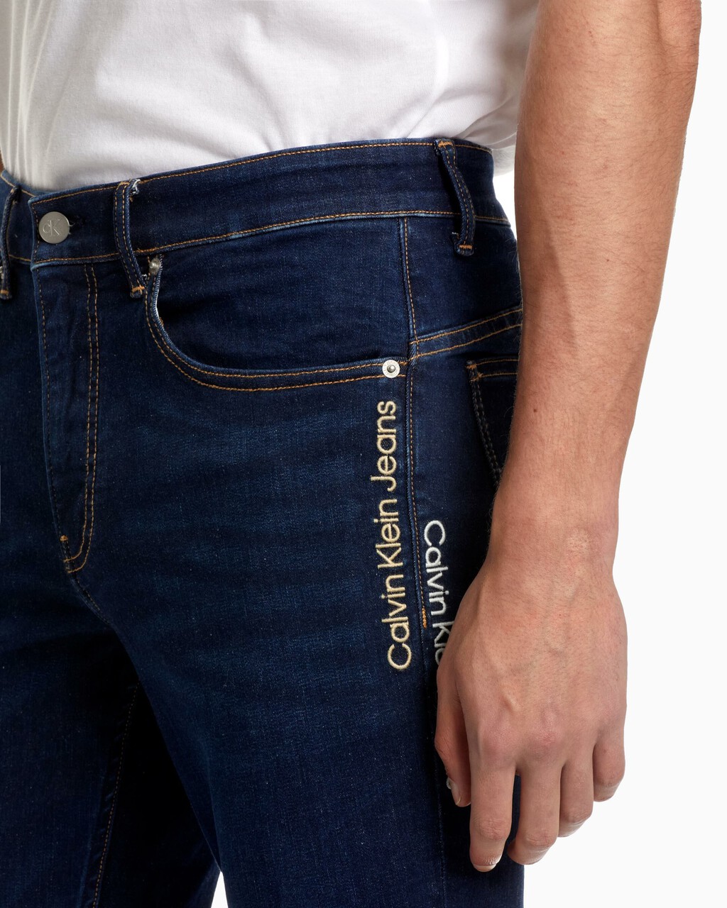 INFINITE FLEX BODY SKINNY JEANS, Dark Blue Dstr Tonal Logo, hi-res