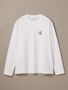 Distressed Monogram Long Sleeve Tee, Bright White, hi-res