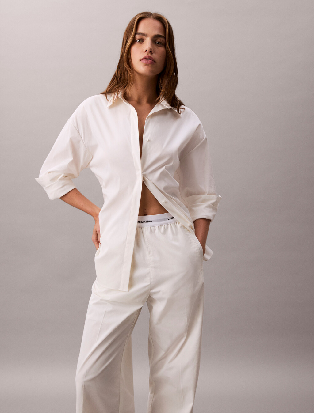 Cotton Relaxed Pants, Blanc De Blanc, hi-res
