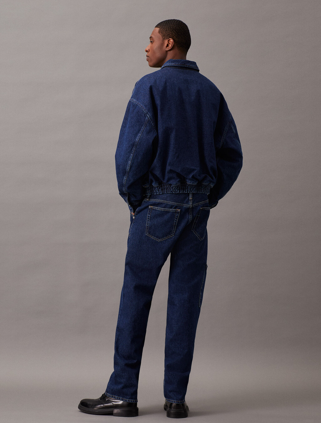 Relaxed Denim Bomber Jacket, Denim Dark, hi-res