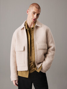 Relaxed Bouclé Wool Jacket, Moonbeam, hi-res