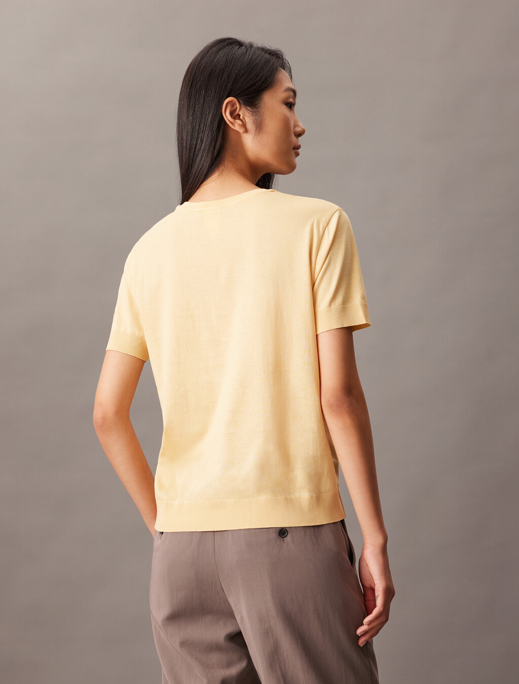 Silk Cotton Crewneck Tee, Lemon Peel, hi-res
